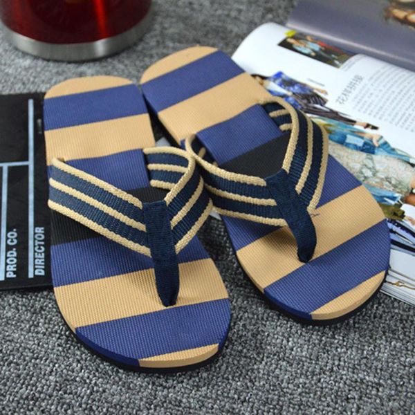 

jaycosin men slipper summer stripe flip flops shoes sandals slipper indoor outdoor male beach shoes slides bathroom slippersa513, Black