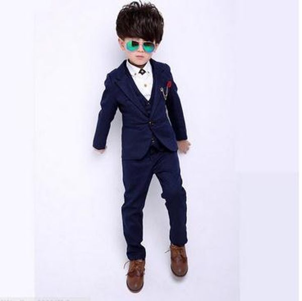

2017 gentleman style boy's formal suits spring children clothing sets for wedding kids prom suits blazer + vest + pants 3pcs/set, Black