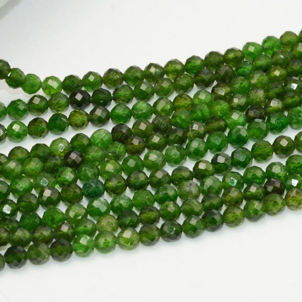 

natural chrome diopside faceted round beads 4.2mm