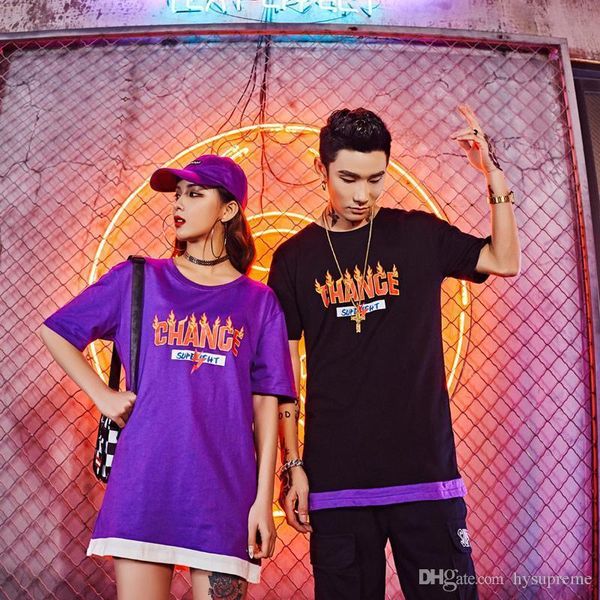 

лето тема lover короткого рукав hip hop черных фиолетовые футболки мужчины женщина круглые шеи дышащие футболки, White;black