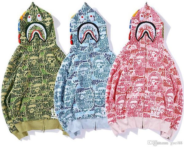 

2018 tide brand ape sweatershirt купальной камуфляж justin bieber mens дизайнер толстовка ветровка куртка zipper coat дешевая продажа, Black