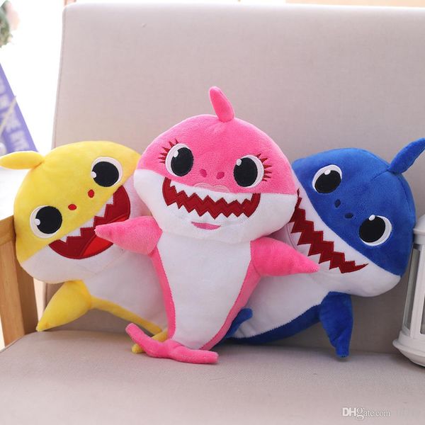 

Light mu ic baby hark 30cm cute animal plu h baby toy inging ong children led doll novelty item