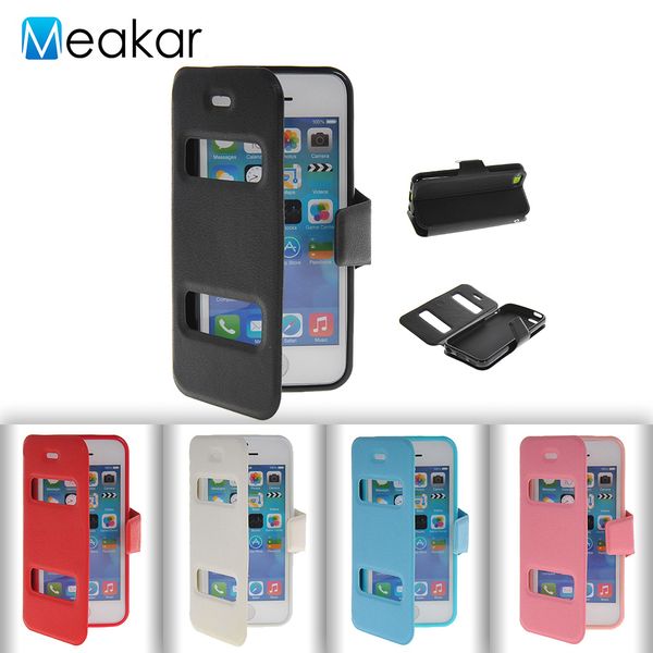 

double window pu leather 4.0for iphone 5c case for apple iphone 5c iphone 5c cell phone back cover case