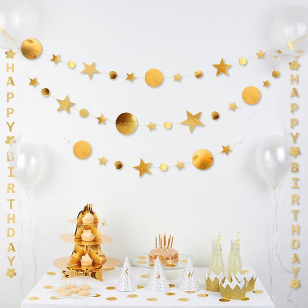 10 Pz/lotto 4M Oro e Argento Disco Stelle Tirare Fiore Tirare Bandiera Appesa Bandiera Festa di Compleanno Finestra Decorazione di Nozze di Natale Stelle di Carta