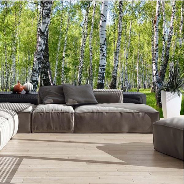 

3d nature landscape birch trees forest photo wallpaper murals for living room bedroom custom Home office wall decor Wall-papers, Customize