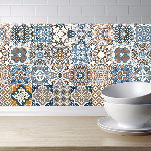 

arabic retro tile stickers for kitchen bathroom pvc self adhesive wall stickers living room diy decor wallpaper waterproof