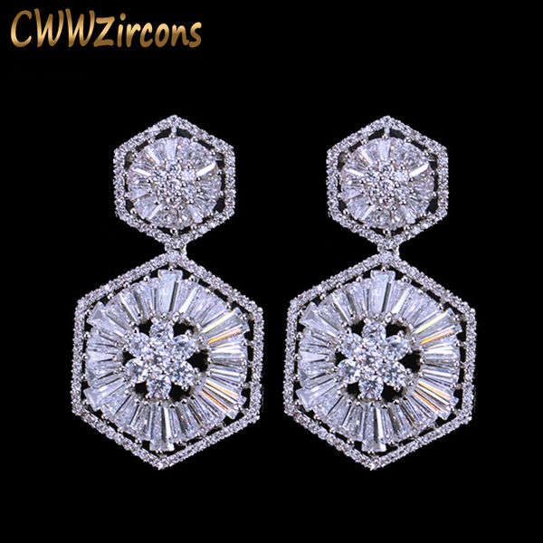 

cwwzircons 925 sterling silver pin luxury cubic zirconia earring for women wedding bridal gift jewelry cz127