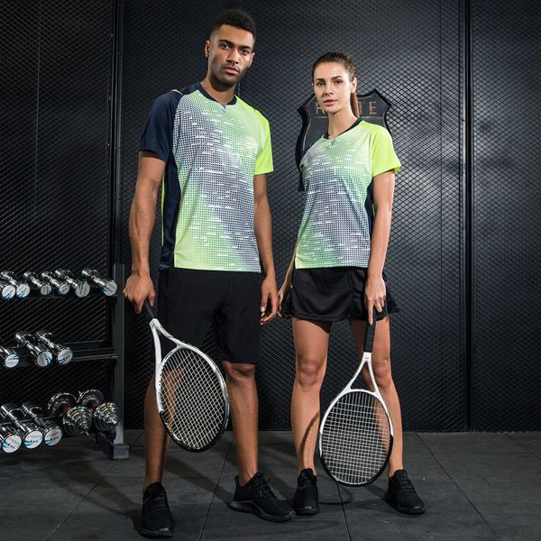 

quick dry badminton sports clothes for women men table tennis suit breathable sports t-shirt shorts skirt wear sets, Black;blue