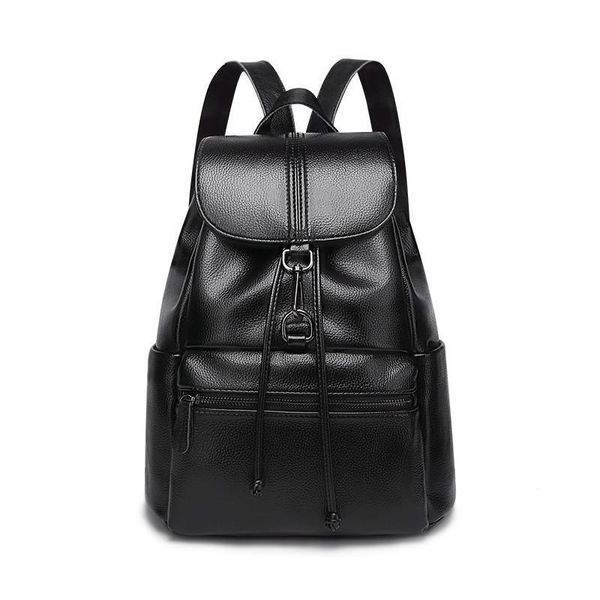 

glitzy2019 leather genuine both shoulders package ma'am backpack more function guard against theft head layer cowhide travelling bag