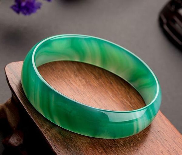 

onevan natural cuff agate bangle bracelet green beautiful sweet women charm chalcedony bangle bracelet luck 58-62mm, Golden;silver