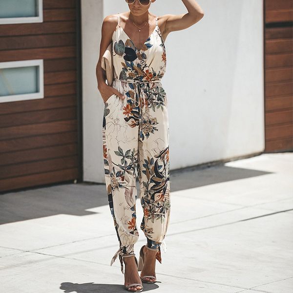 

uzzdss v neck bodysuits women with belt body femme rompers feminino floral playsuit overalls print spring summer jumpsuit, Black;white