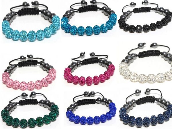 

mix color options promotion 10mm ball beads mixed multicolor bracelet bangles new style men crystal g3, Black