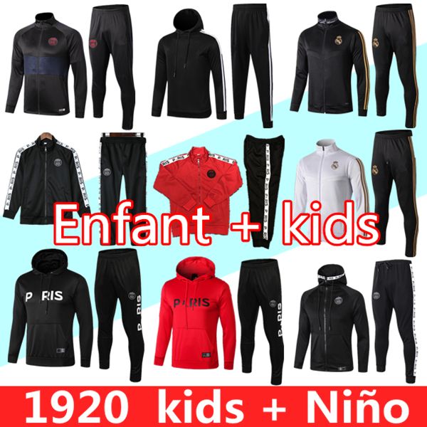 

Pari kid track uit 2019 2020 enfant real madrid occer jacket mbappe 19 20 hazard kid urvetement football training uit jogging, Black;red