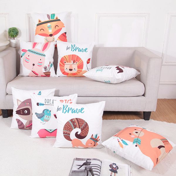 

japan and south korea cartoon cute animal plush pillowcase sofa cushion cover car waist comfort children's pillow lumbar pillow
