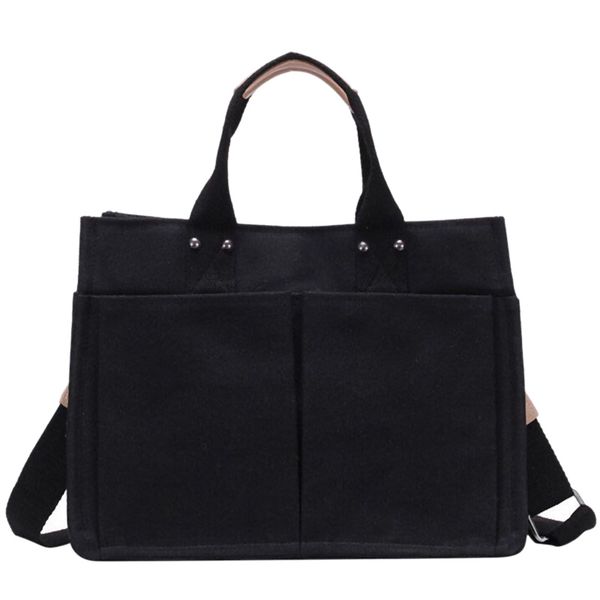 

canvas bag reusable shopping bag groceries tote handbag ladies casual handbag black