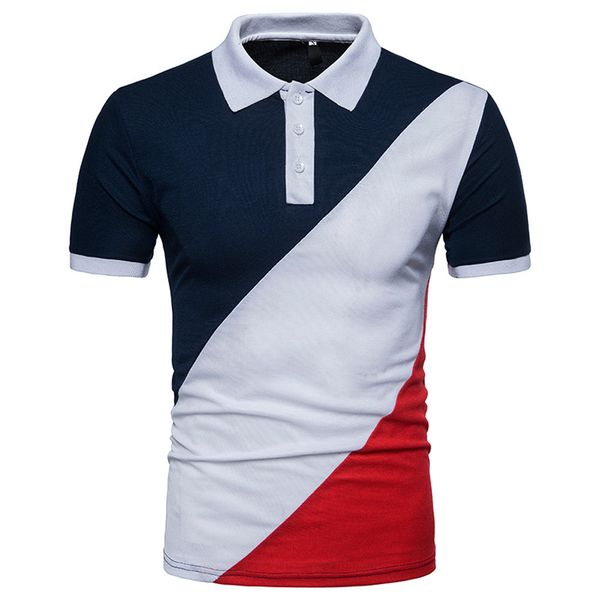 

fashion personality men's casual slim patchwork short sleeve t shirt blouse summer 2019 w410, White;black