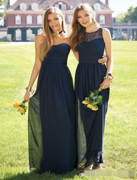 

pink navy long bridesmaid dresses 2020 mixed neckline flow chiffon summer blush bridesmaid formal prom dresses with ruffles, White;pink