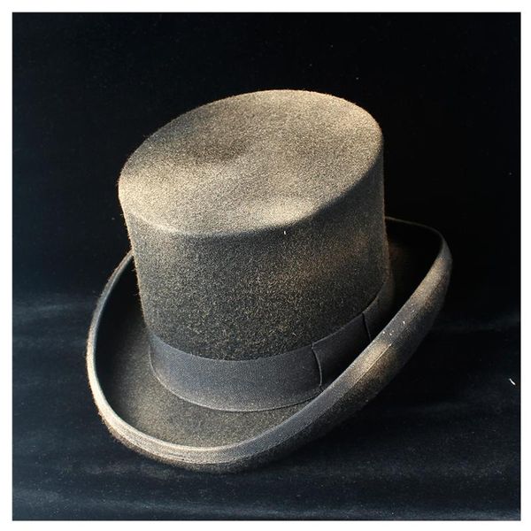 

100% wool women men black steampunk hat with spray paint fedora mad hatter magic show caps, Blue;gray
