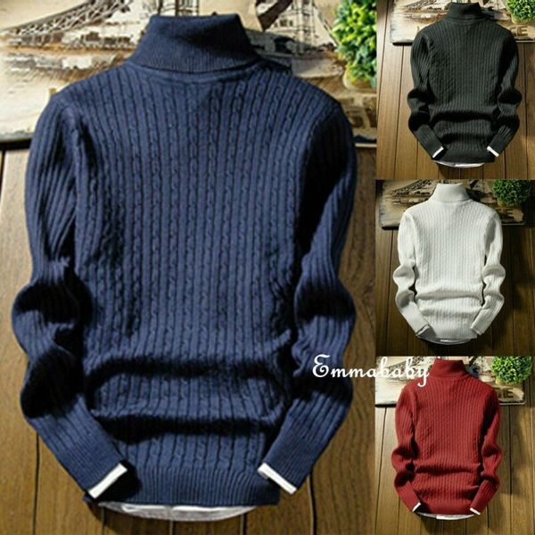 

2020 selling turtleneck men's sweater winter men slim warm cotton high neck pullover jumper knit sweater, White;black