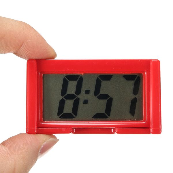 

4 colors automotive digital car lcd clock self-adhesive stick on time portable - red