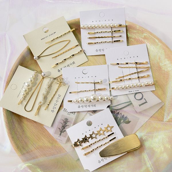 

New Fashion Women Pearl Hair Clip Snap Barrette Stick Hairpin Bobby Hairpins For Women Girls Hair Accessories