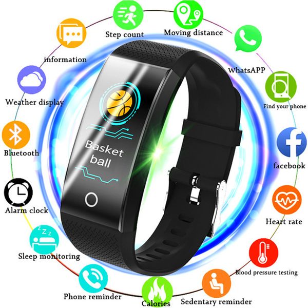 

2019 bluetooth smart watch men sports bracelet color display pedometer fitness watches women heart rate, Slivery;brown