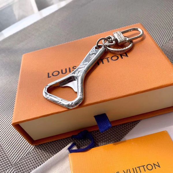 

classic design real alloy french bottle opener keychains style key chain brand designer keychains pendant with box, Silver