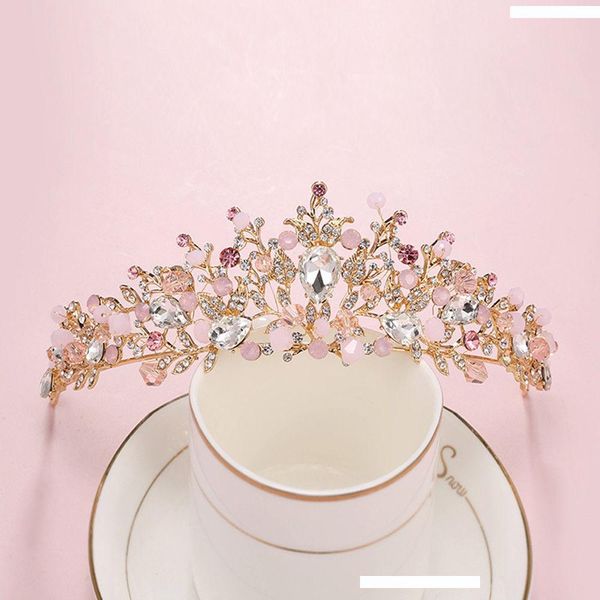 

ювелирные изделия люкс коронки цветок невесты волос кристалл tiara принцесса корона свадебные диадемы аксессуары для волос в стиле барокко д, White;golden