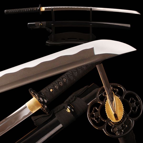 

sharp japanese sword samurai katana high carbon steel sword full tang can cut tree knife 100% handmade collection sword crafts home decor