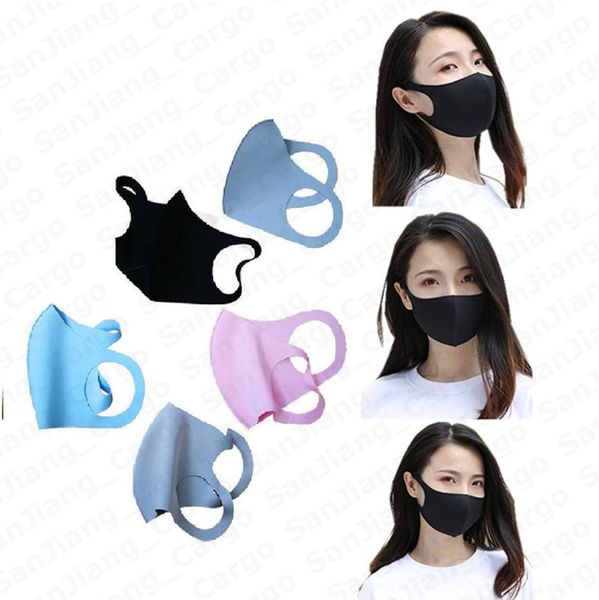 

face masks thin ice silk summer fashion breathable dustproof sunscreen washable solid color women men face mask e51201, Blue