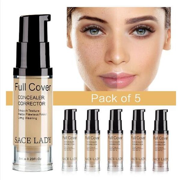 

sace lady 5 color liquid concealer full cover face cream flawless makeup