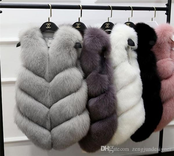 

womens winter designer faux fur vest sleeveless covered button luxury style female clothing fashion casual apparel, Black