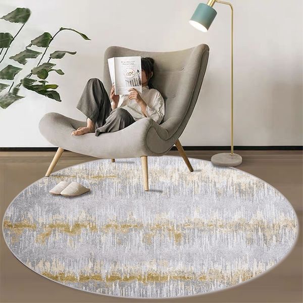 

carpets nordic style modern light gold gray round carpet area rug for living room abstract design alfombra 100% polyester rugs