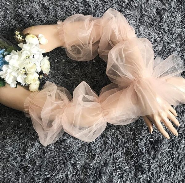 

women' elegant white color mesh glove female spring summer sunscreen long lace glove r1558, Blue;gray