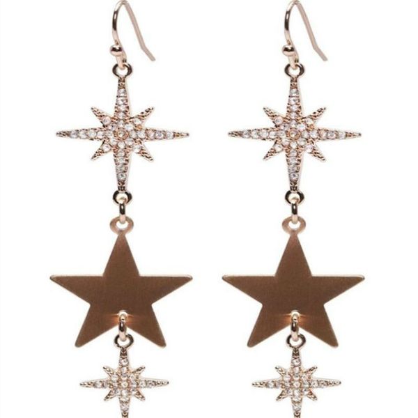 

новые shiny crystal star moon серьги мотаться люстра очаровательная серьги для ювелирных изделий способа женщин brincos высокого качества, Silver