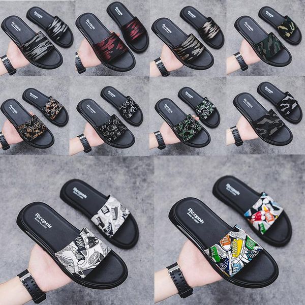 

men's shoes sandals and slippers street hip-hop sports tide brand flip flops non-slip wear-resistant indoor and outdoor wear beach shoe, Black