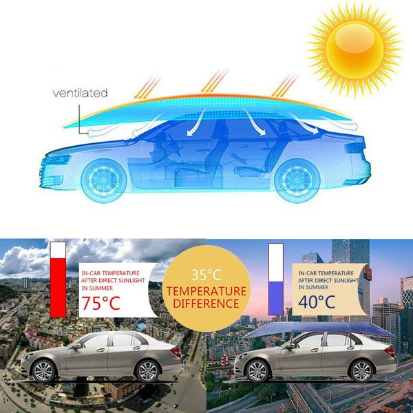 

universal car sun shade umbrella cover tent cloth uv protect waterproof 4x2.1m