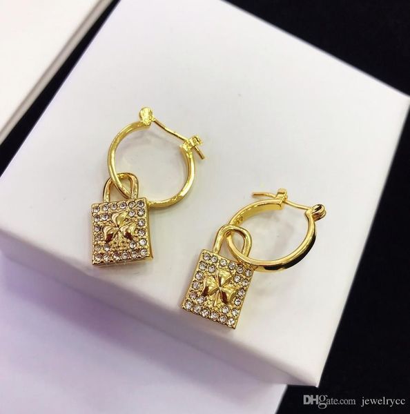

delicate clover lock diamond earrings designer luxury designer jewelry women earrings, Golden
