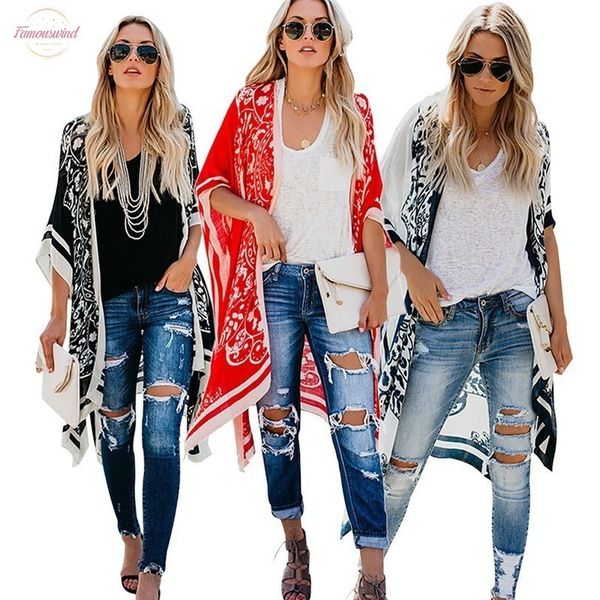

blouses woman 2020 beach style cardigan kimono ladies digital print summer fashion sunscreen shirts v neck casual half sleeve, White