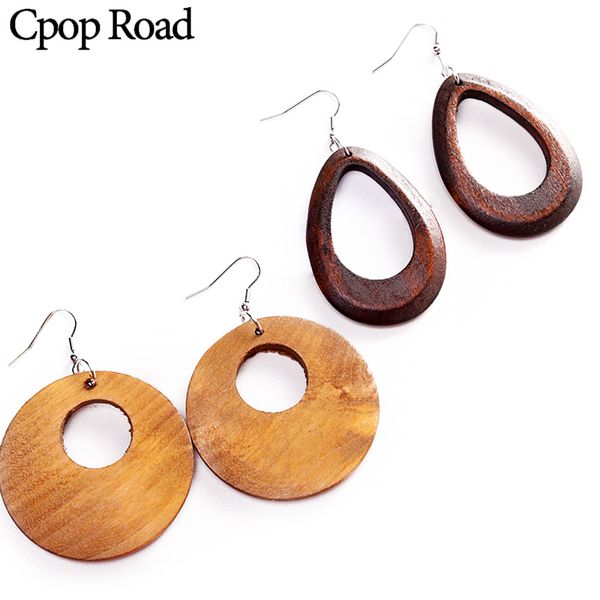 

cpop new geometric wood alloy earring circular hollow pendent earrings fashion jewelry women accessories girl gift 2019, Silver