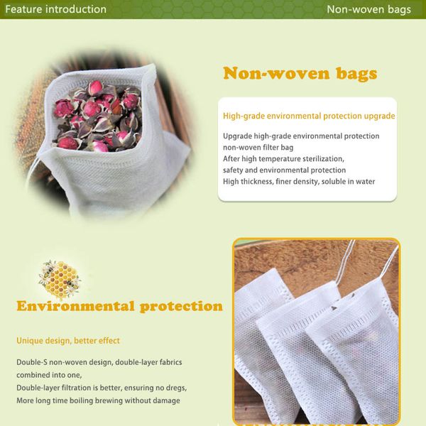 

tea bags100pcs/lot empty scented drawstring pouch bag 5*7cm seal filter cook herb spice loose coffee pouches tools