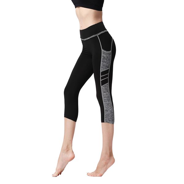 

gym srtriped geometric pattern leggings 2019 fashion women high waist yoga gym pants fitness sport patchwork jogging pants, White;red