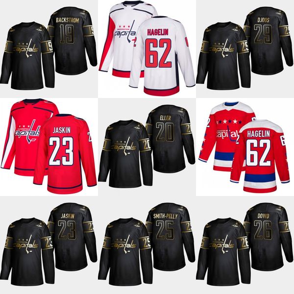 

20 Lars Eller 2019 Golden Edition Washington Capitals Christian Djoos Devante Smith-Pelly Nic Dowd Nicklas Backstrom Dmitrij Jaskin Jersey
