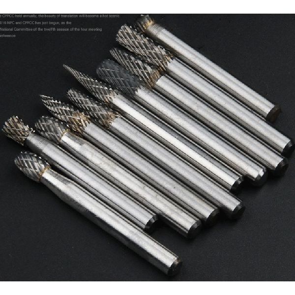 

2pcs 6mm shank 6mm head tungsten steel rotary file tc cutters electric mill drill grinding head woodworking metal carving tool