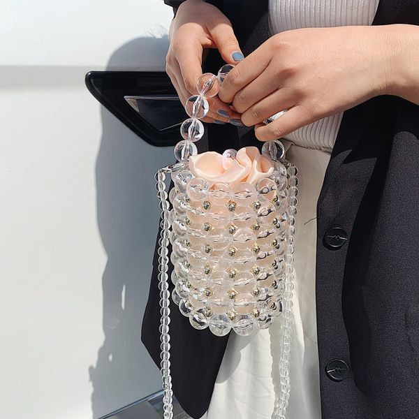 

small beaded handmade vintage bucket bags for women 2020 summer handbags female shoulder crossbody travel clutch purses