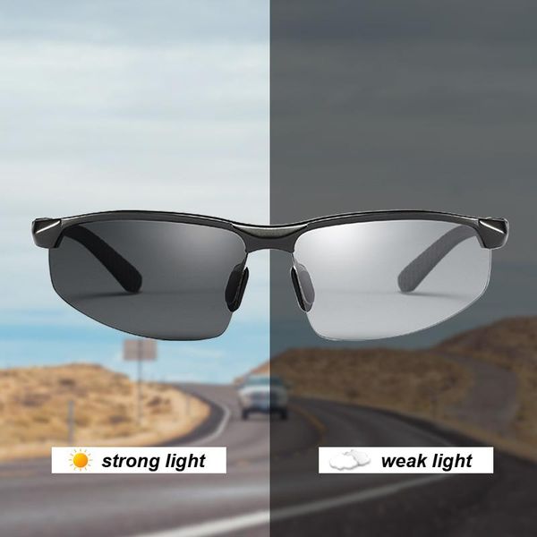 

brand designer aluminum magnesium pchromic polarized sunglasses men driving fishing glasses for men day and night vision xzgad