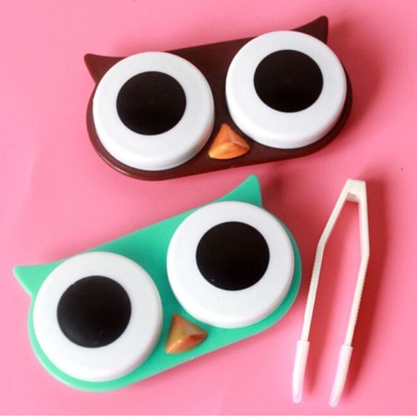 

owl travel contact lens case box container storage soak kit hard holder eyewear