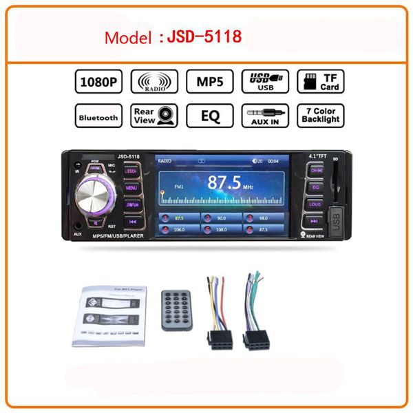 

4.1in bluetooth car audio stereo fm dvd cd mp5 player receiver usb sd aux usb bluetooth audio car radio radio cassette player