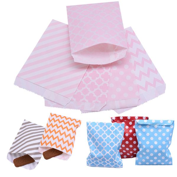 

gift wrap 25/50pcs wave dot kraft paper bag chevron candy baked bags wedding birthday gifts wrapping supplies diy party favour pouch
