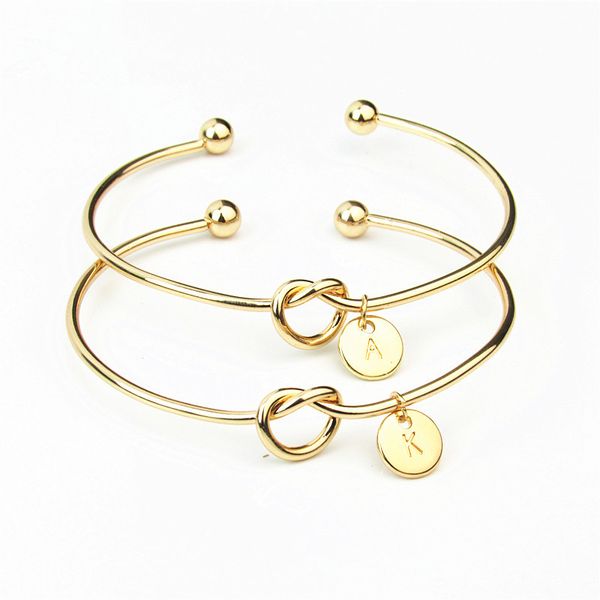 

knotted a-z letters lady alloy bracelet open bangles plated popular personality bride gift bracelet fashion jewelry, Black